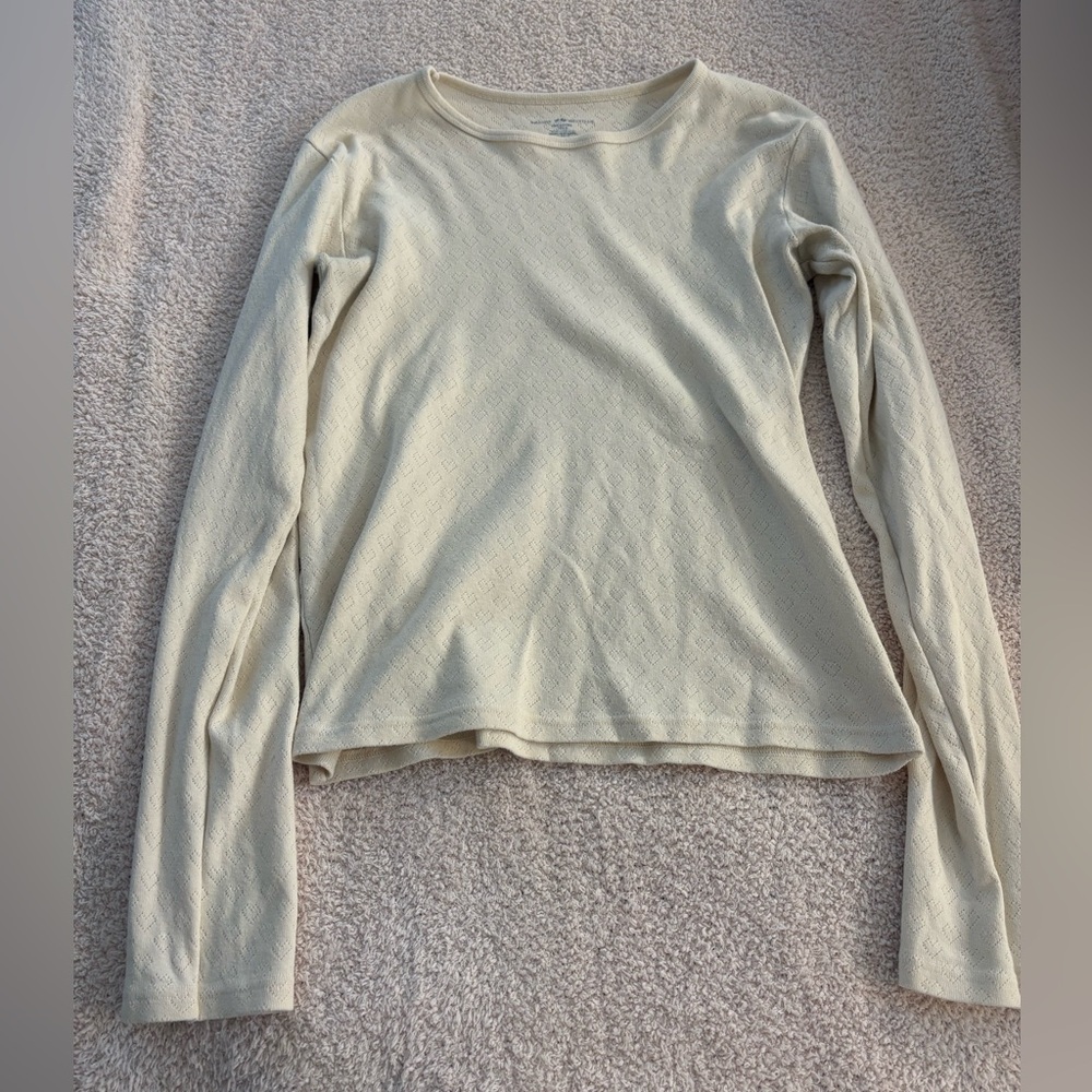 Brandy Melville cream eyelet heart tee